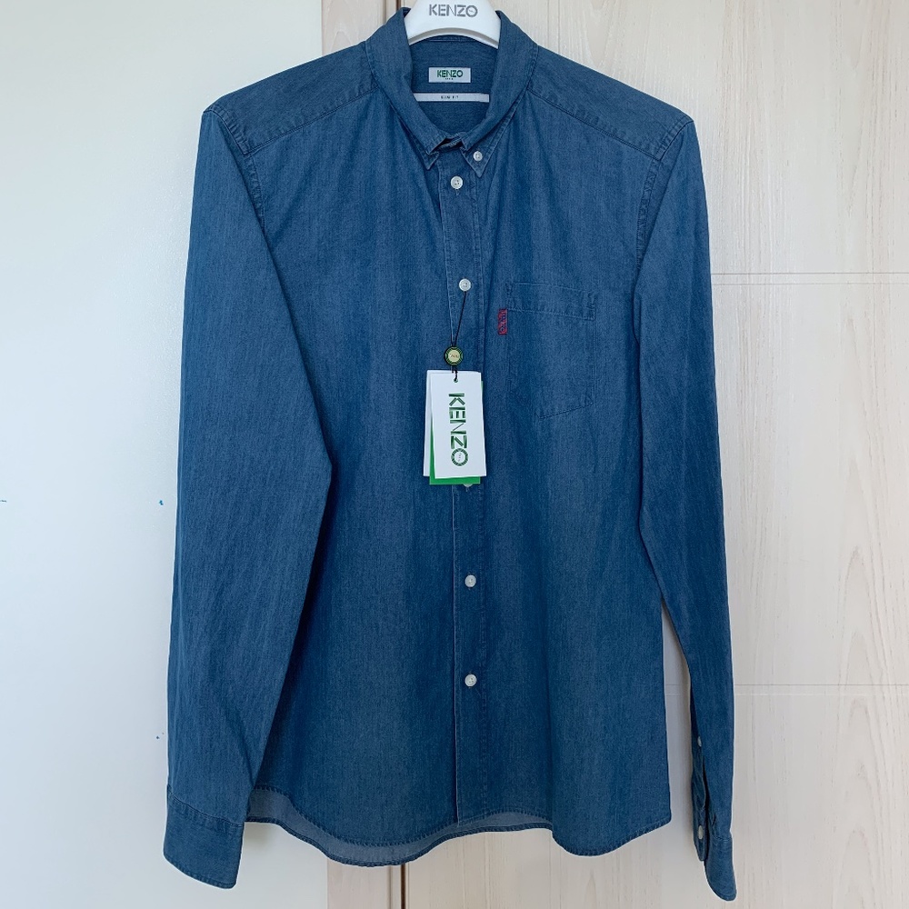 Last Item - KENZO Men's Denim Slim Fit Shirt